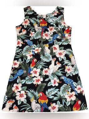 Vintage Pacific Legend Hawaiian Parrot Floral Dress 100% Cotton Women’s M